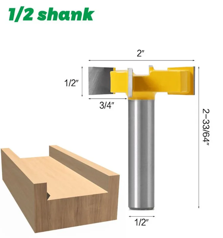 4 Teeth Slotting Router Bits T Type Slot Cutting Tools with Bearing for Woodworking Carpentry Furniture