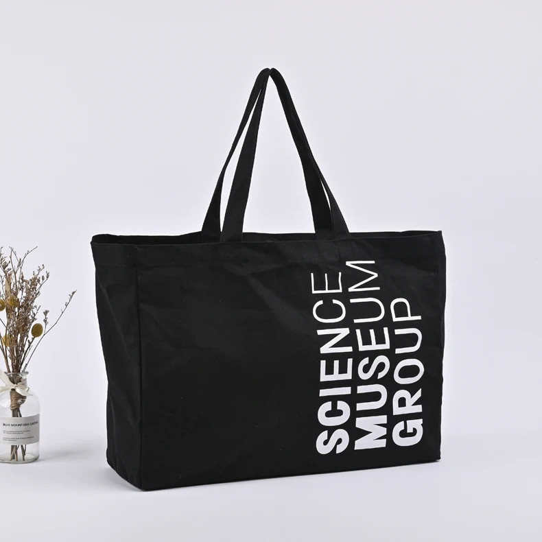 Wholesale extra large reusable organic cotton canvas shopping tote beach bag with custom logo