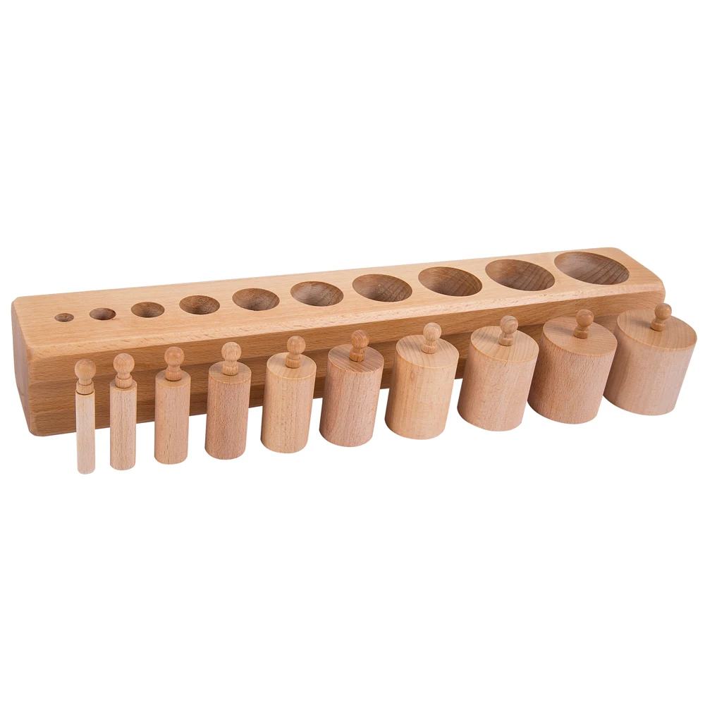 high quality yunhe wooden baby educational toy montessori  material  sensorial cylinder blocks