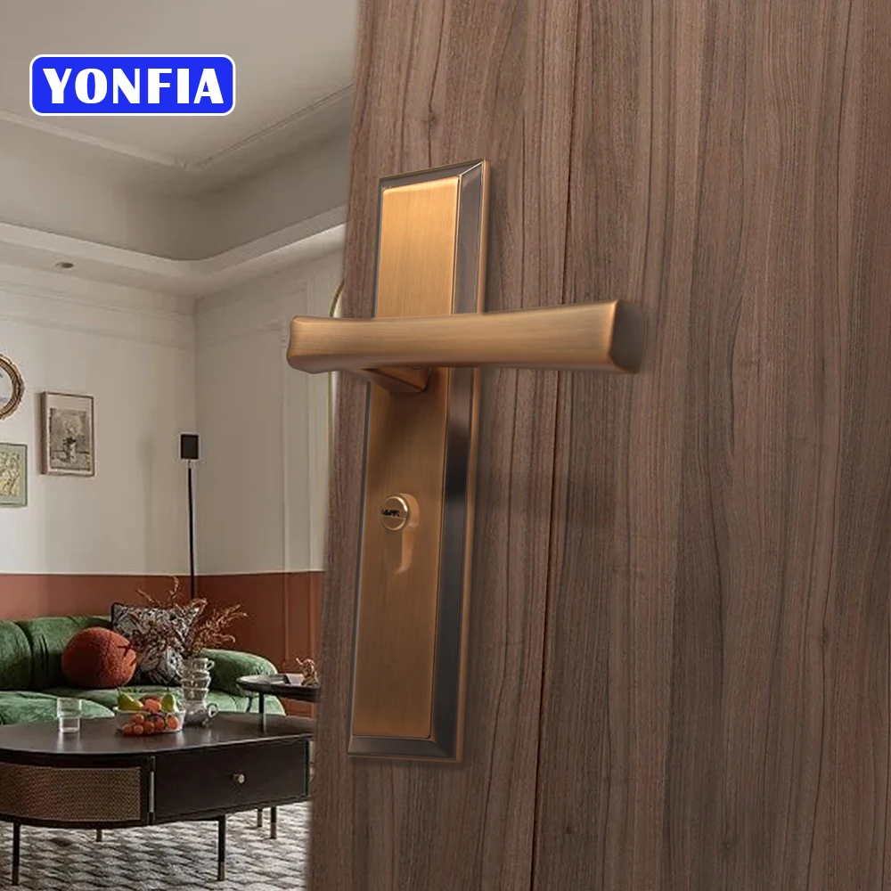 YONFIA 8172P30 Bronze Door Lock Handle Mute Household Bedroom Door Lock Thickened Magnetic Suction Door Lock