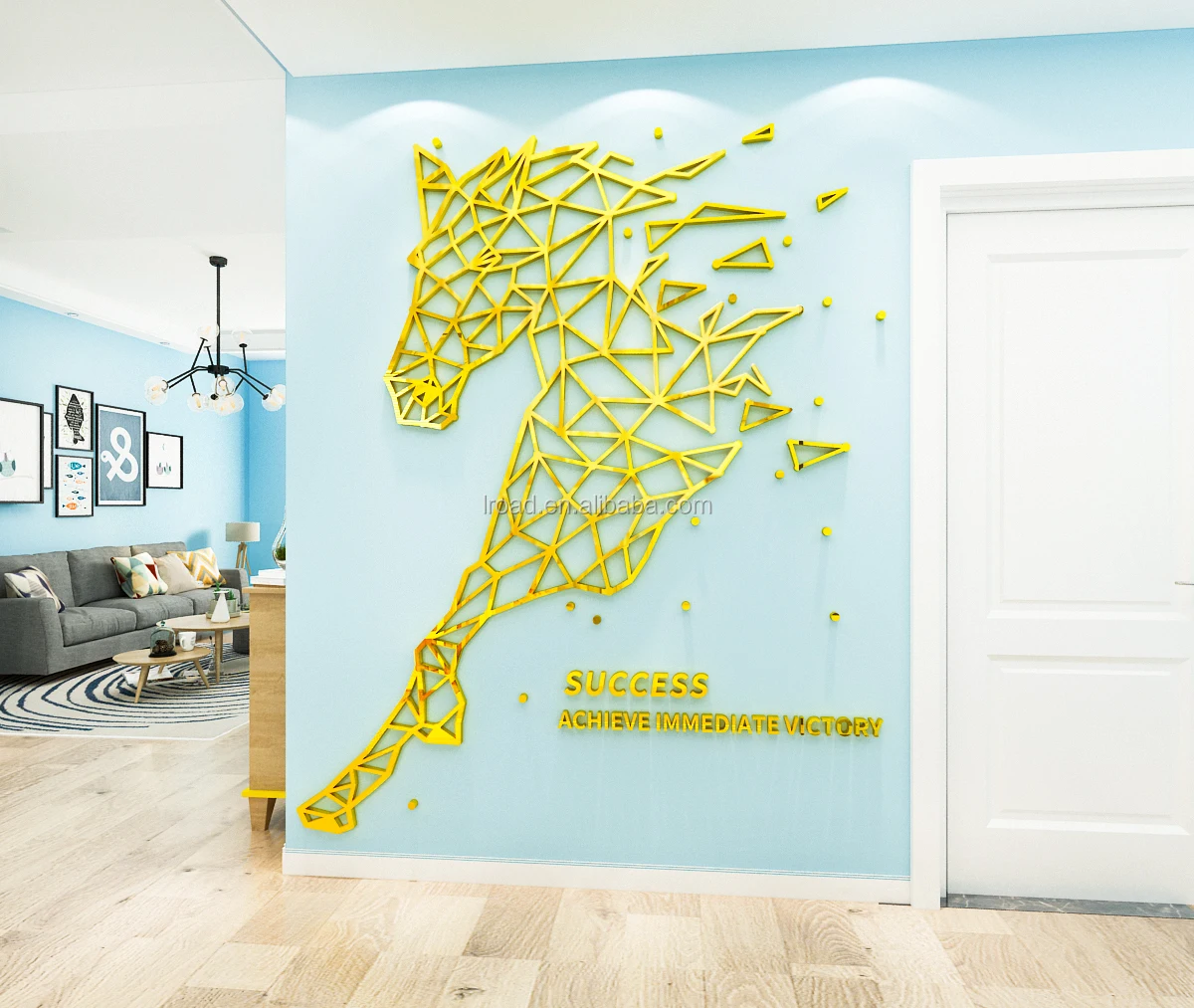 Abstract line animal 3D acrylic wall art  stickers bedroom study living room house decoration interior wall stickers