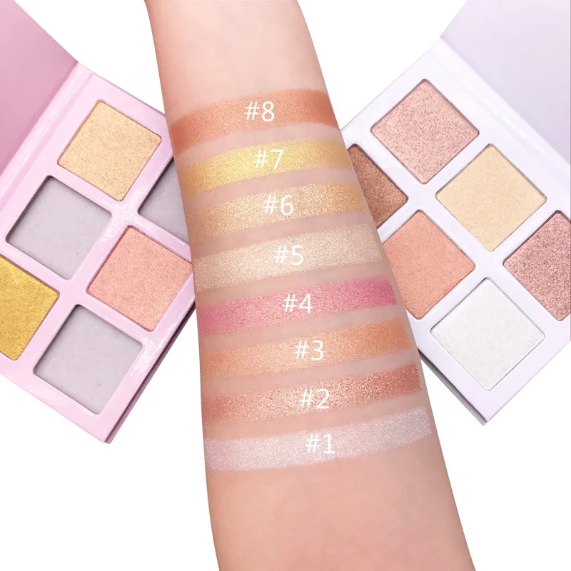 No Logo Highlighter DIY Palette Best Quality 6Colors Makeup Highlighter Palette Private Label