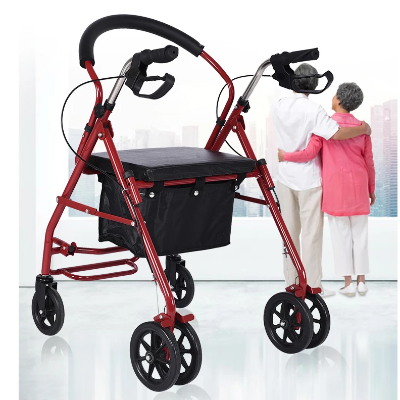 High-quality portable elderly walker foldable 7-inch wheeled elderly walker aid