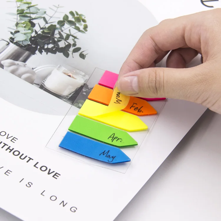 Plastic index PET Sticky notes Arrow Paper Mark, Semi-transparent Plastic Notes