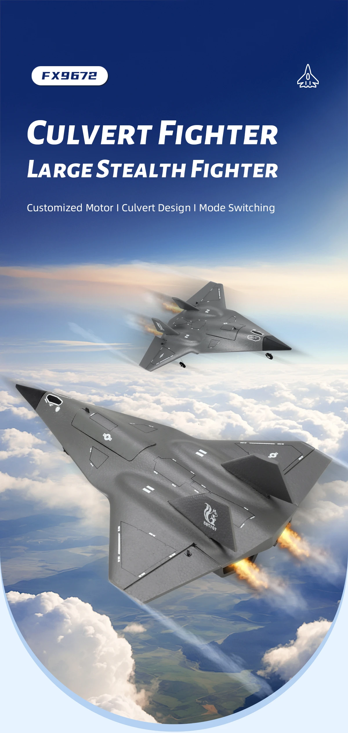 HOSHI FX9672 RC Airplane Remote Control SR72 Future Fighter Dual Channel RC Plane Glider Four Channel Fixed Wing Model Aircraft