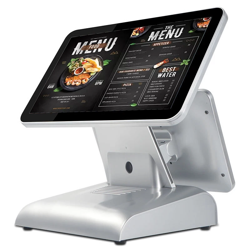 15.6 inch pos system capacitive dual touch screen order system restaurant, smart cash register pos system for small retailers