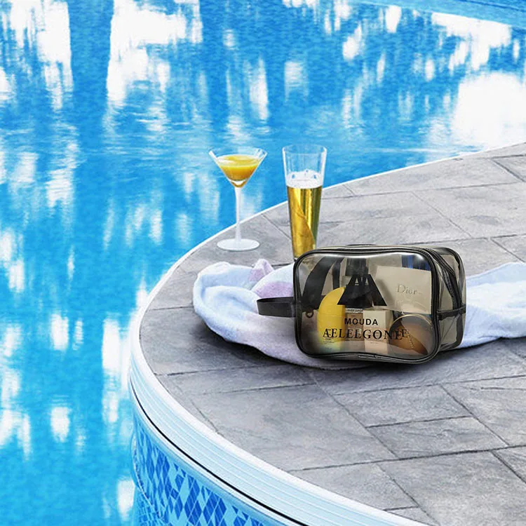 Custom logo waterproof toiletry bags transparent clear pvc pouch bag Organizer tote travel pvc cosmetic bag