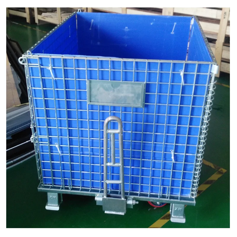 
warehouse customized stackable foldable stainless steel cage/wire mesh container 