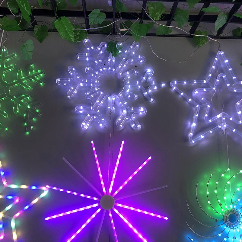 24' hot sale cold white meteor light warm white neon led snowflake star motif lights for outdoor