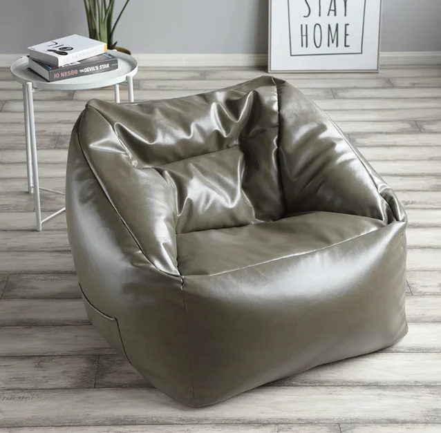 Luxury Imitation Synthetic Leather Compressed Foam Fluffy Leisure BeanBag Chair Sofa  Fabric Velvet Lazy Lounger Sofa