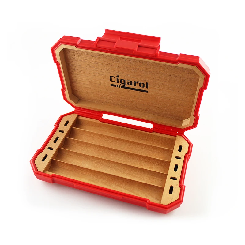 
Waterproof Travel Cigar Humidor Case Hard Plastic Cigar Box Cedar Wooden Cigar Tobacco Box With Humidifier 