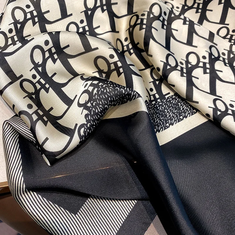 Chinese factory low price Wholesale High quality fashion Logo Print Silk Scarf
