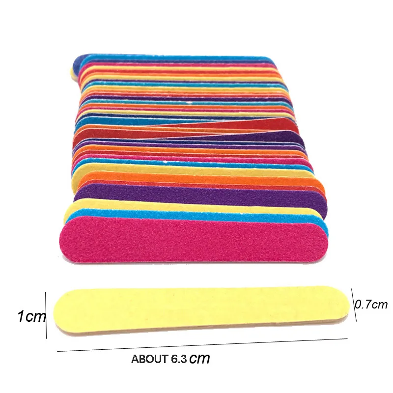 Mix Color Manicure Tools Portable Pedicure Buffer Double-sided Wooden Nail Files Disposable Mini Nail File
