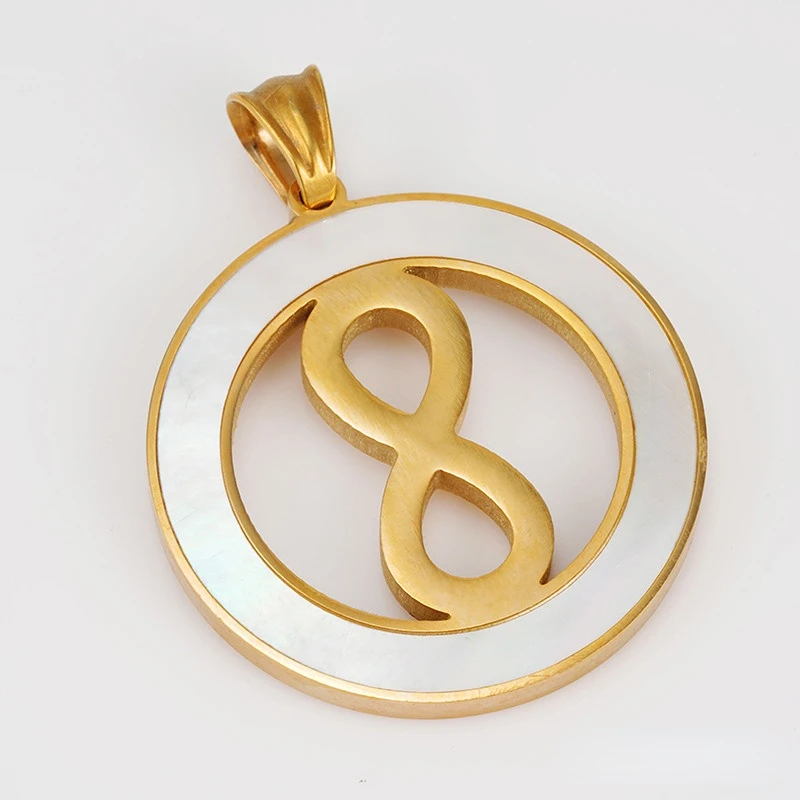 18K PVD Gold Plated Shell Inlay Stainless Steel Pendant - Tree of Life, Hamsa, Elephant, Infinity, World Map | Custom Available