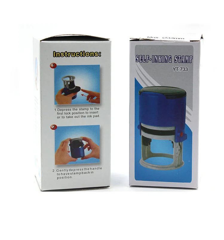 Personalized Black Blue and Red Round Self-inking Rubber Stamps Self Inking Stamps with Ink Pad