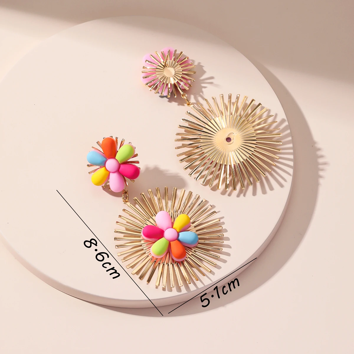 New Arrival Colorful Flower Original Design Gold Drop Earrings For Women Festival