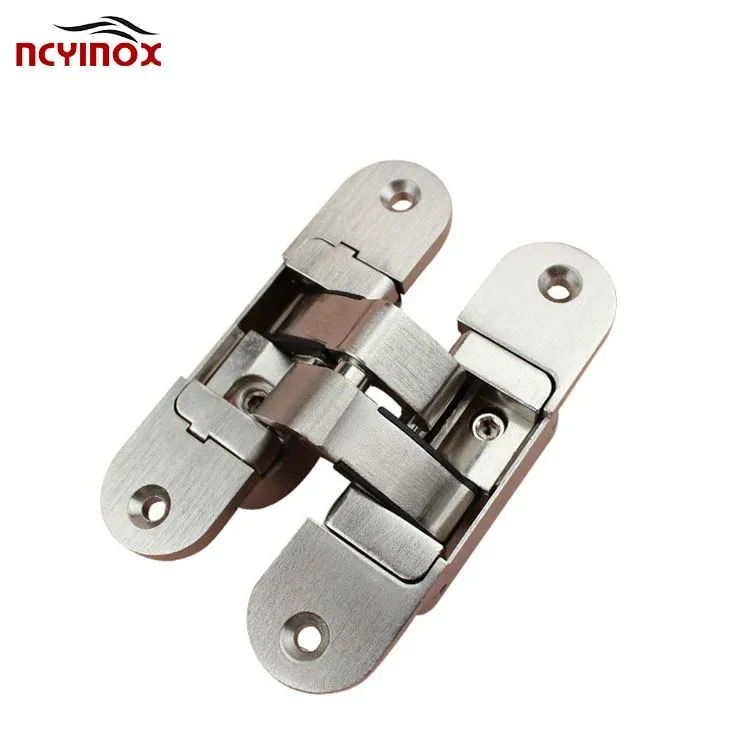 Heavy Duty Wood hidden cross hinge Zinc Alloy Mortise Mount Invisible Hidden Hinges