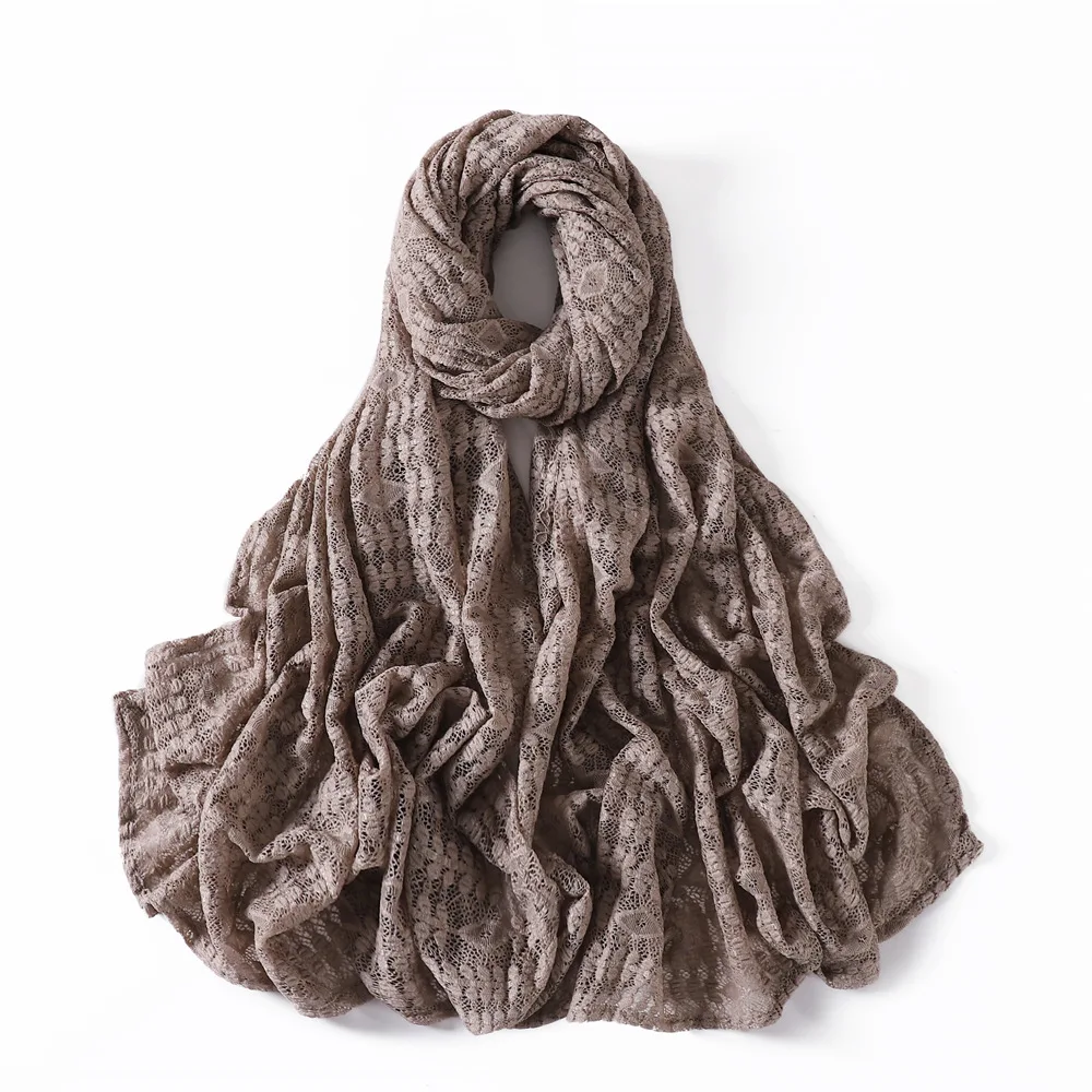 wholesale  lace hijab head scarf for women long summer cotton with embroidery and beads foil scarf floral shawl