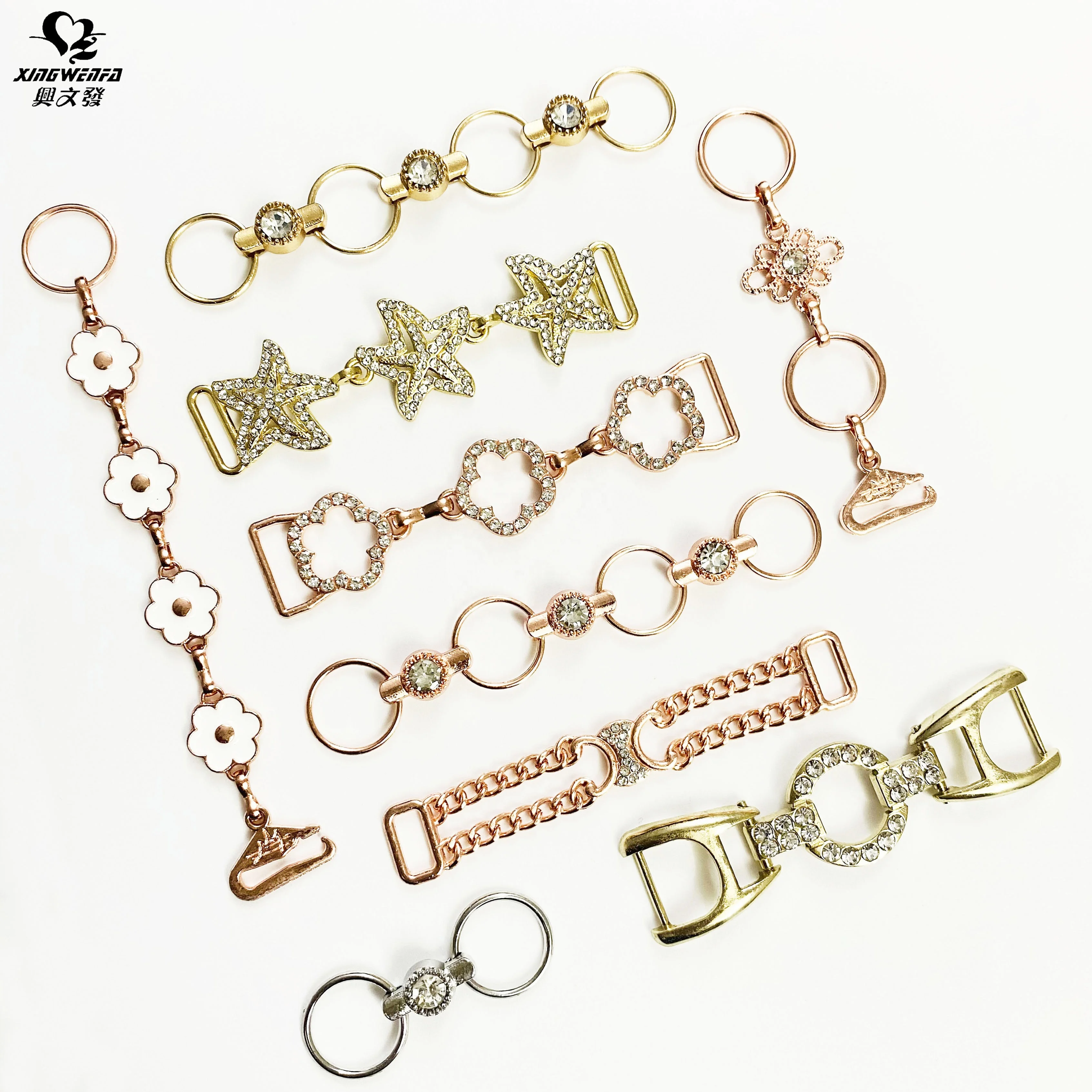 Underwear accessories rhinestone bra connector beautiful bra bow pendent chain pendant charm swimwear strap connector