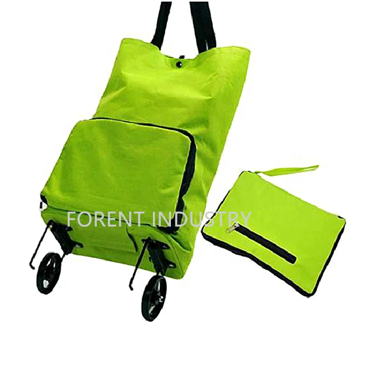 Customized eco-friendly non woven shopping trolley mesh bag folding hanging bag cart