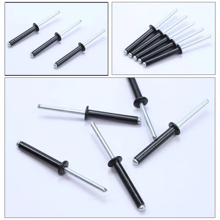 Black Zinc Aluminium Blind Rivets M2.4 M2.8 M3 M3.2 M4 M5 Dome Head Large Flange Rivets