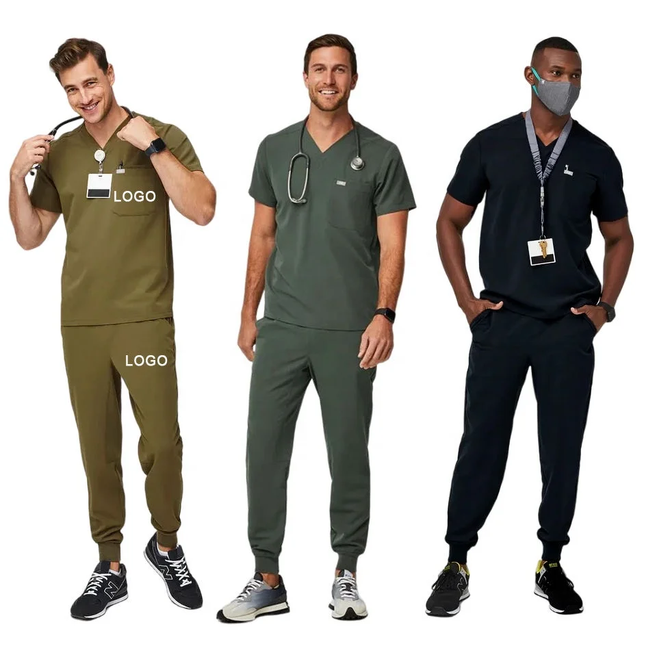 Hot Sell Stretch Mens Designs Medical Nurse Uniformes Hospital Uniforms Scrubs Suits For Men