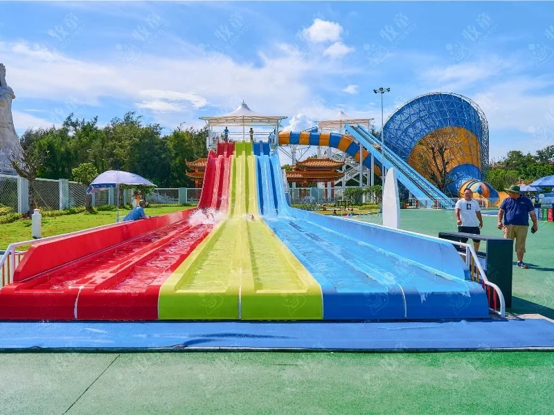 Commercial 10m High 3 Lanes Mat Racer Rainbow Water Park Slide for Hotel Resorts Outdoor Usage