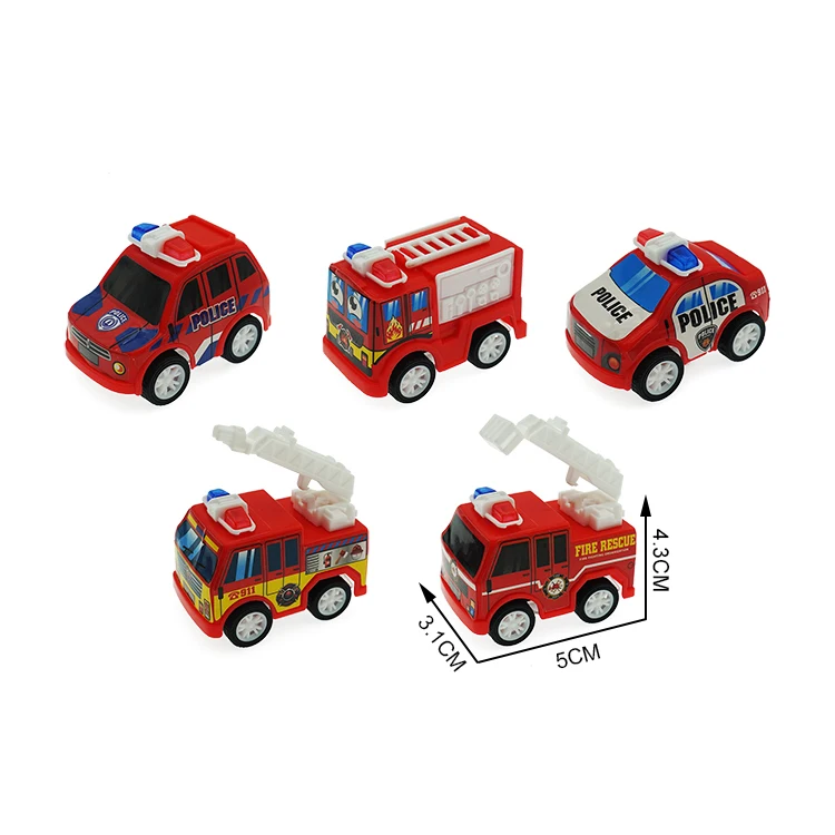 Plastic Pull Back Fire Fighting Truck For Kids 75mm Capsule Toys