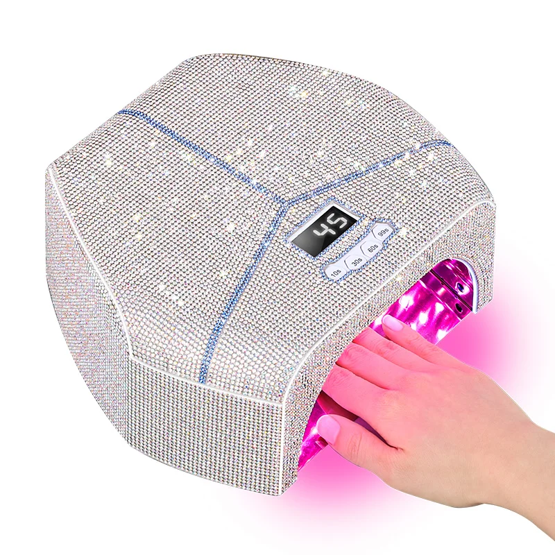 180W High Power Nail Lamp Red Light Crystal Beads Large Space UV LED Nail Dryer Gel Curing Light Machine with Diamonds for Salon