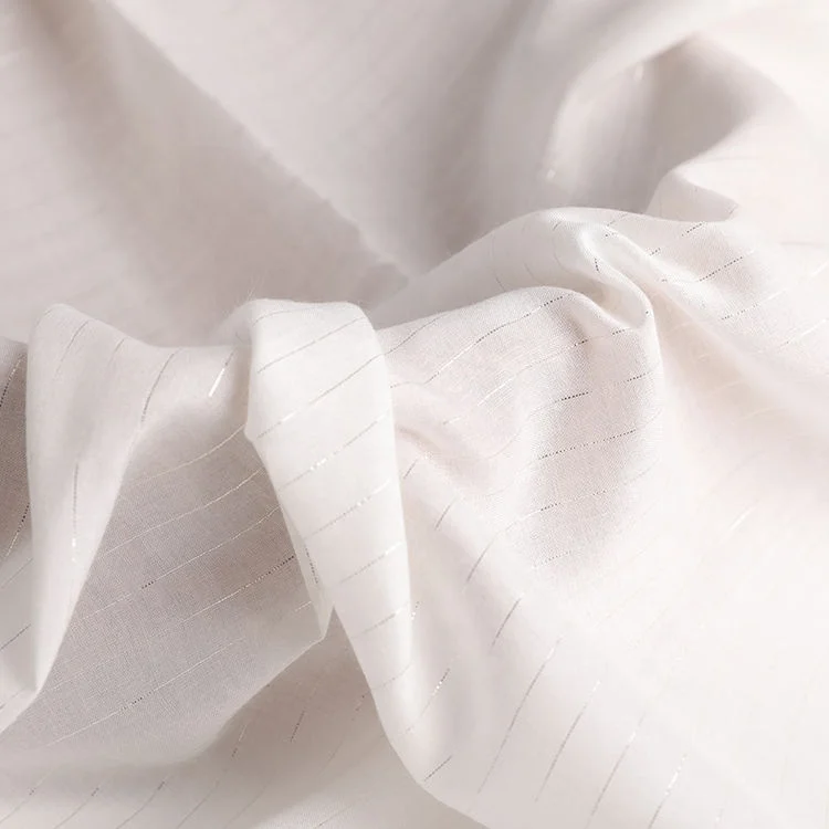 Hot Sale Swiss Voile Fabric 100% Cotton Jacquard Metallic Stripe Voile Swiss Cotton Voile Fabric