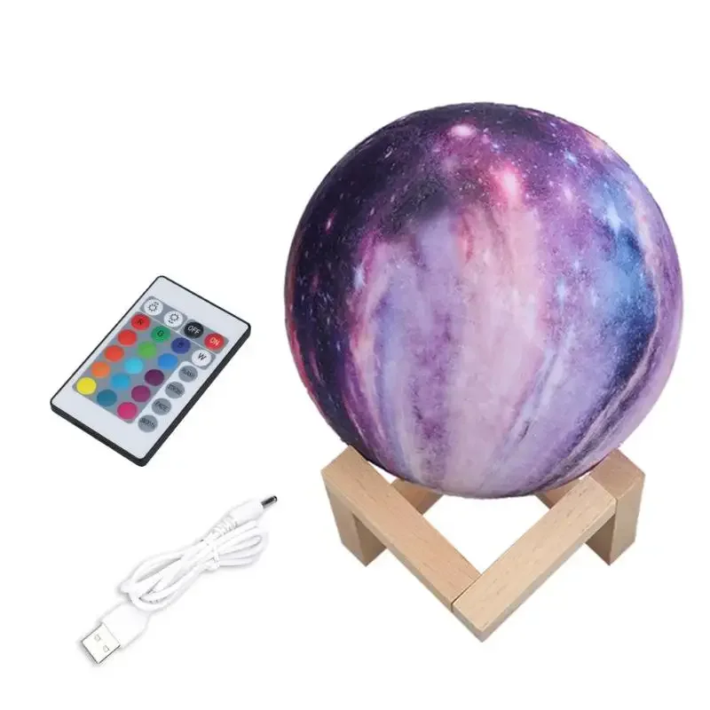 16 Colors Touch Change Remote 3D Printing Globe Moon Light LED Moon Lamp Giant Planet Lights For Bedroom Decoration