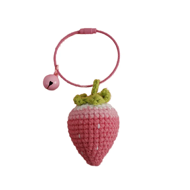 2024 New Fashion Crochet Stainless Steel Strawberry Keychain Sweet Keychain for Gift