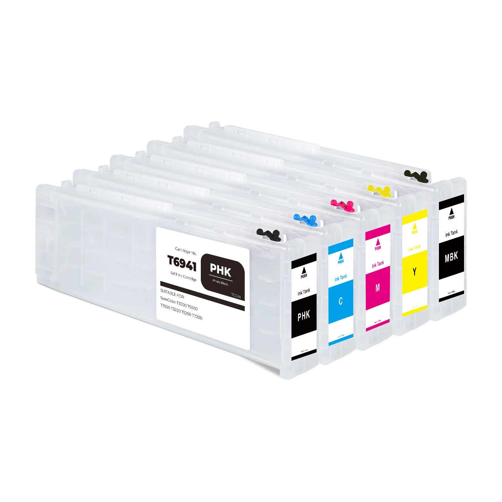 Refillable pigment Ink cartridge 5 colors 700ml for Epson Surecolor T3070 5070 3270 3200 5200 5000 printer