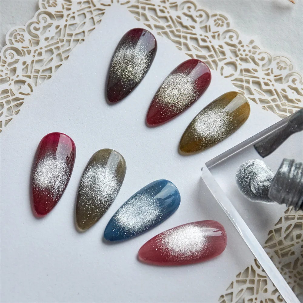 Small MOQ Custom Logo Rainbow Magnetic Ice Crystal Cat Eye Gel Nail Polish Ready To Ship