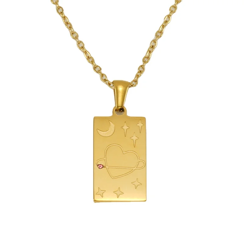 Carline ювелирные изделия из нержавеющей стали 18K позолоченные карты Таро ожерелья титановой ожерелье с квадратной подвеской