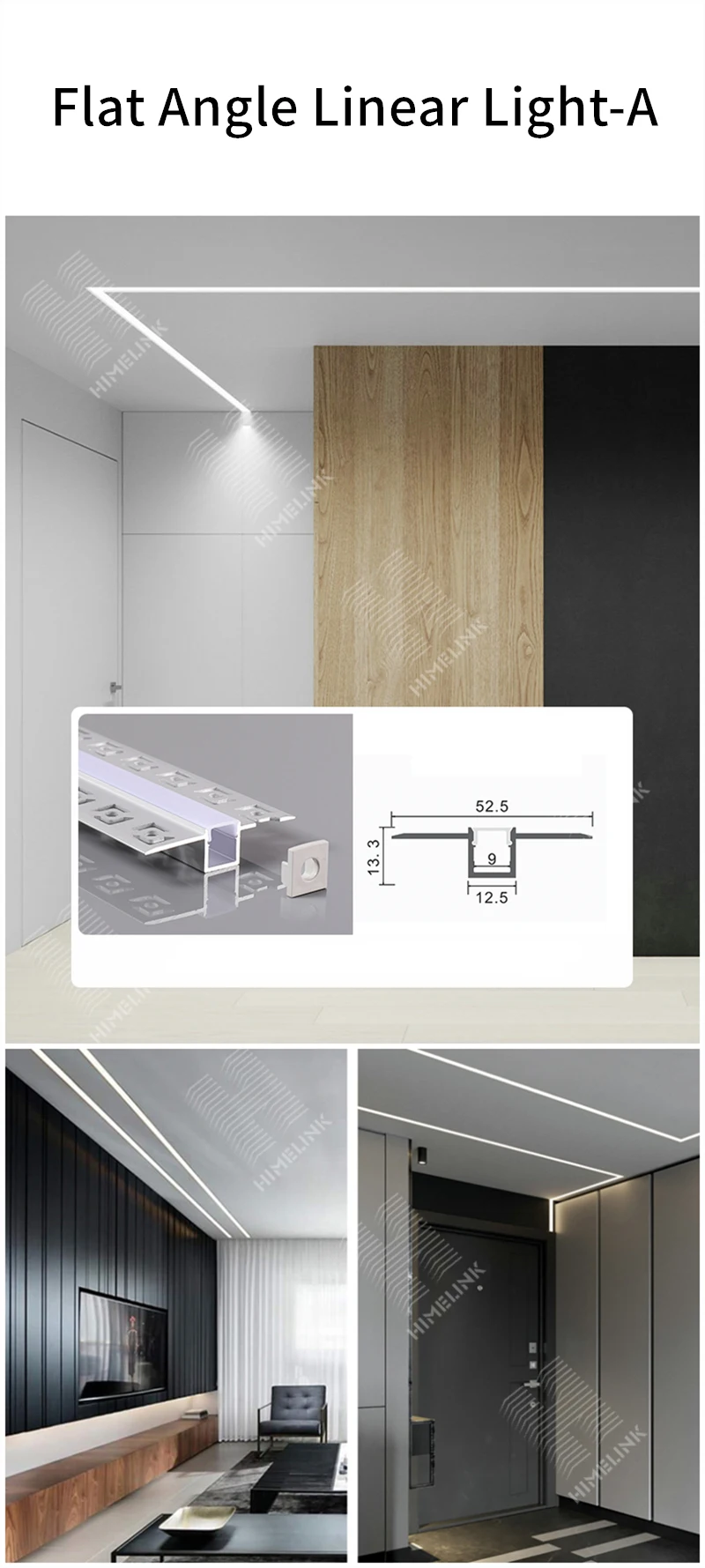 U shape led aluminum strip With spots free led light aluminum profile for Surface mount Extruded aluminum profile