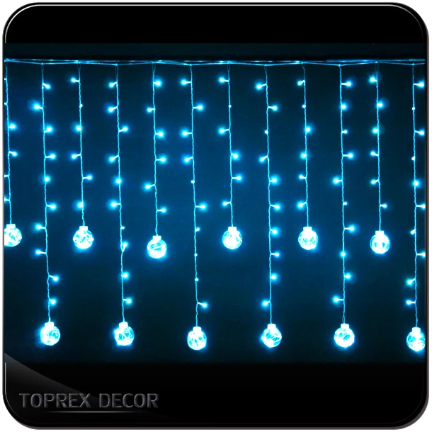Holiday outdoor 100 led pvc string light 50m party Christmas Ball Fairy Icicle Curtain chasing light string For Home Decoration