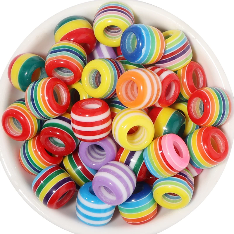 Новое поступление, разноцветные бусины из смолы с большим отверстием для изготовления ювелирных изделий своими руками, браслетов, ожерелий