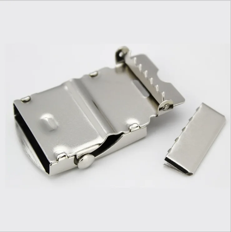 
Top quality professional silver color 35mm iron military buckle with tip for canvas webbing belt buckle 