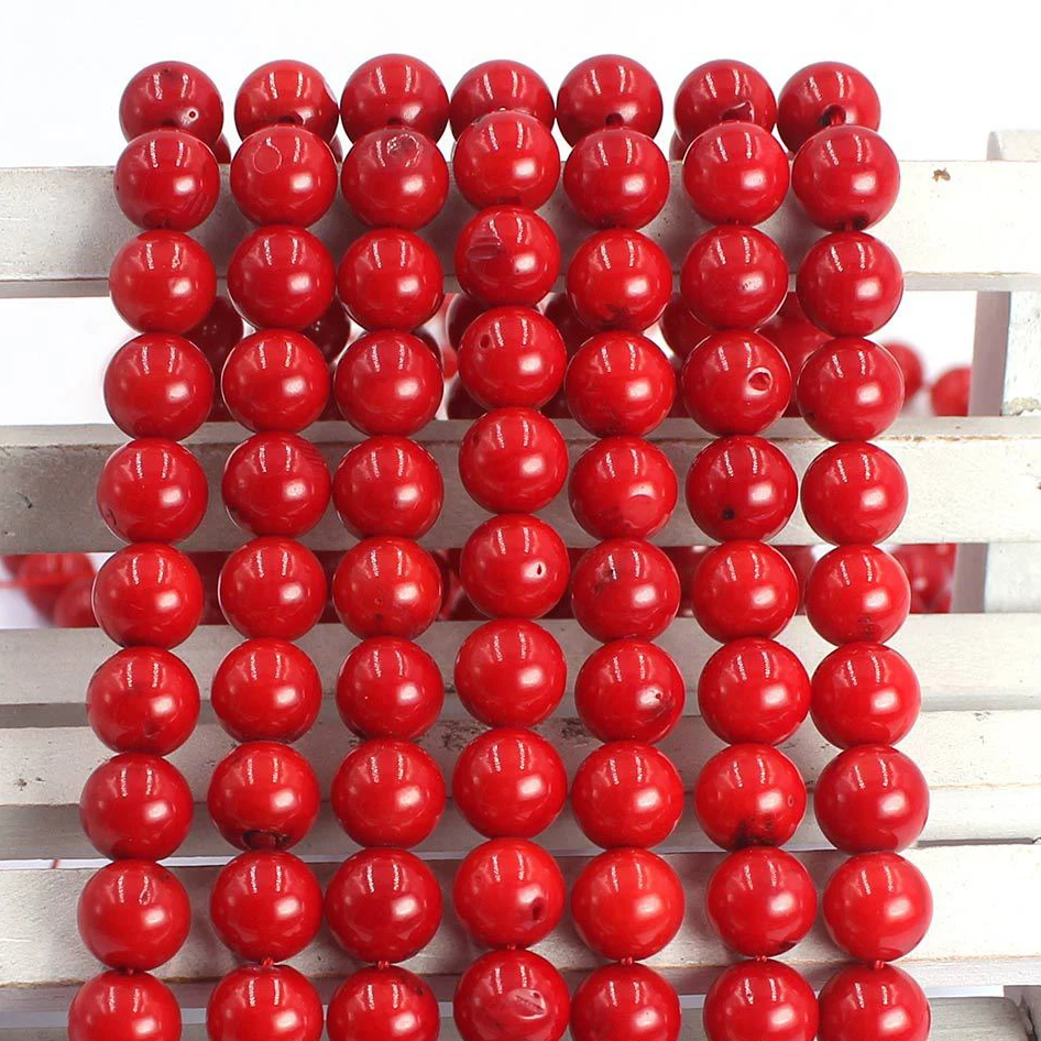Original Natural Red Coral Round Loose Beads for Sale