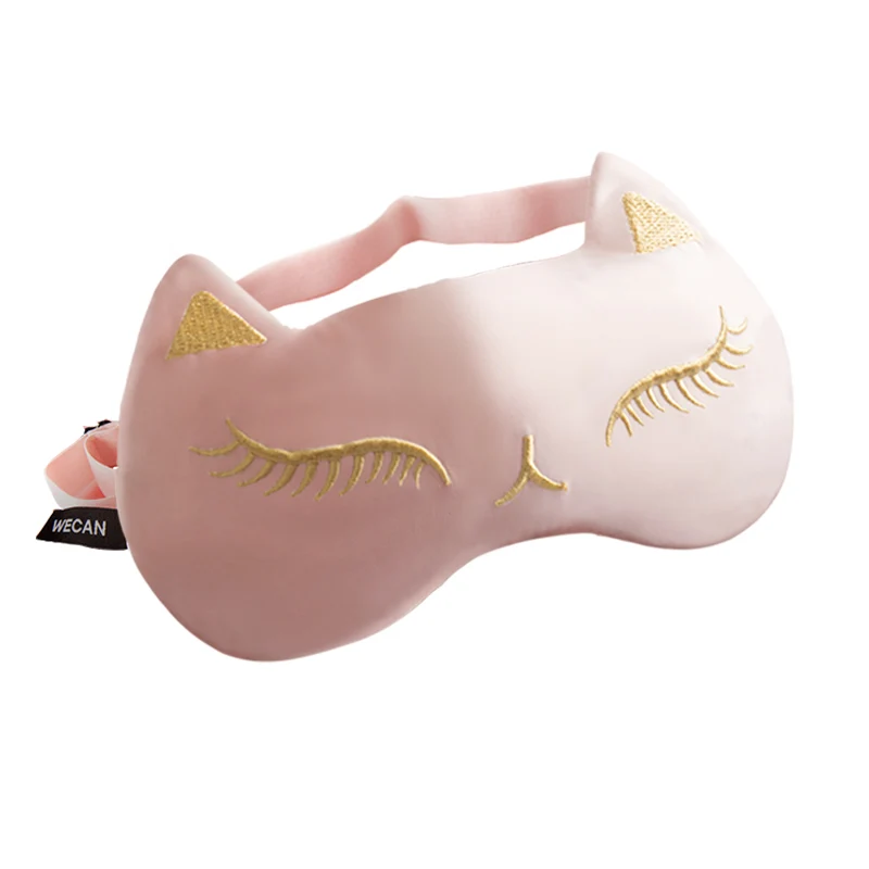 Hot Selling Sleep Eye Masks Cute Cat Silk Sleep Eye Cover Lightweight Adjustable Eyeshade Mask Cover Travel