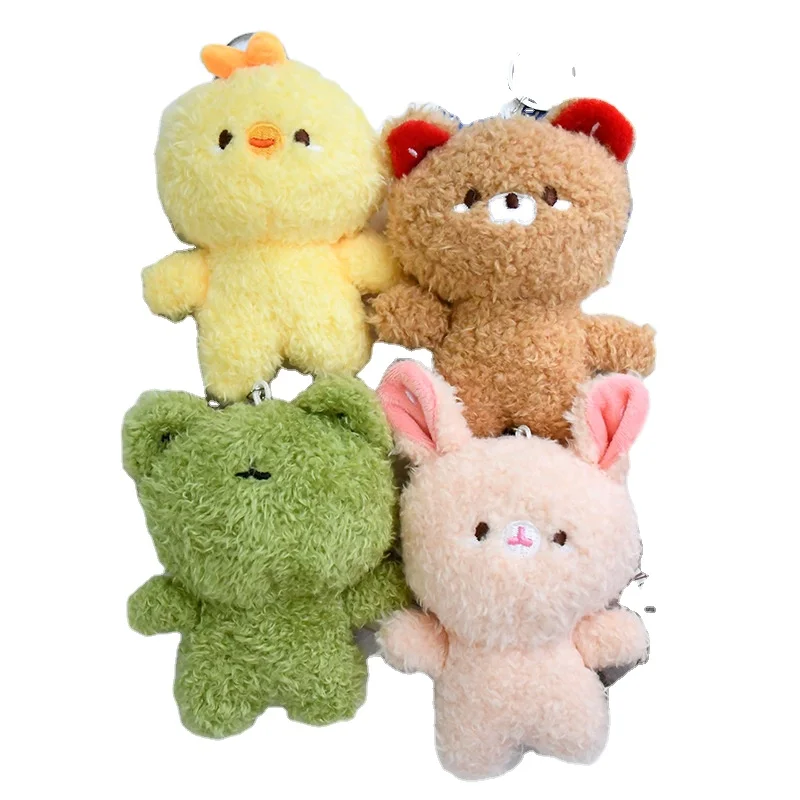 Creative New Bear Plush Toy Keychain Rabbit Chicken Doll Yellow Duck Frog Bag Pendant Jewelry