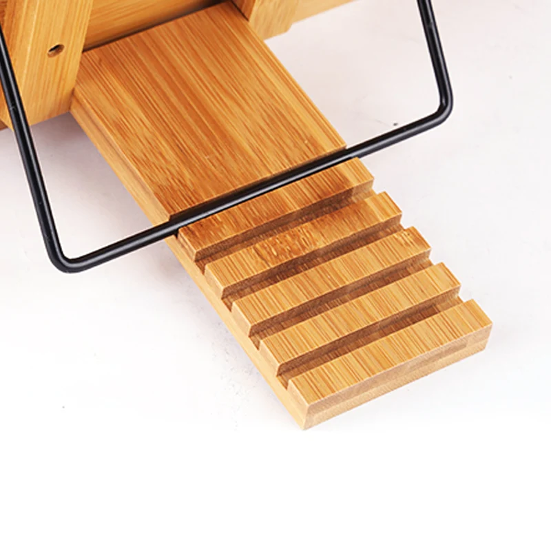 Foldable Adjustable Table Cookbook Rest Bamboo Reading Book Stand