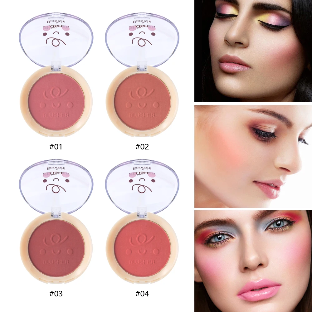 New makeup 4-color custom logo white palette blush with black and white box private label blush list