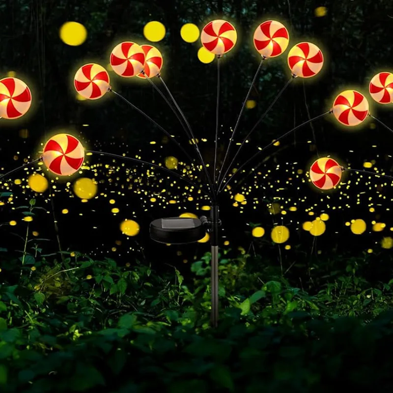 2 in 1 & 4 in 1 Led Solar Lollipop Candy Christmas Light For Holiday Party Indoor Outdoor Garden Landscape Security Lawn Light