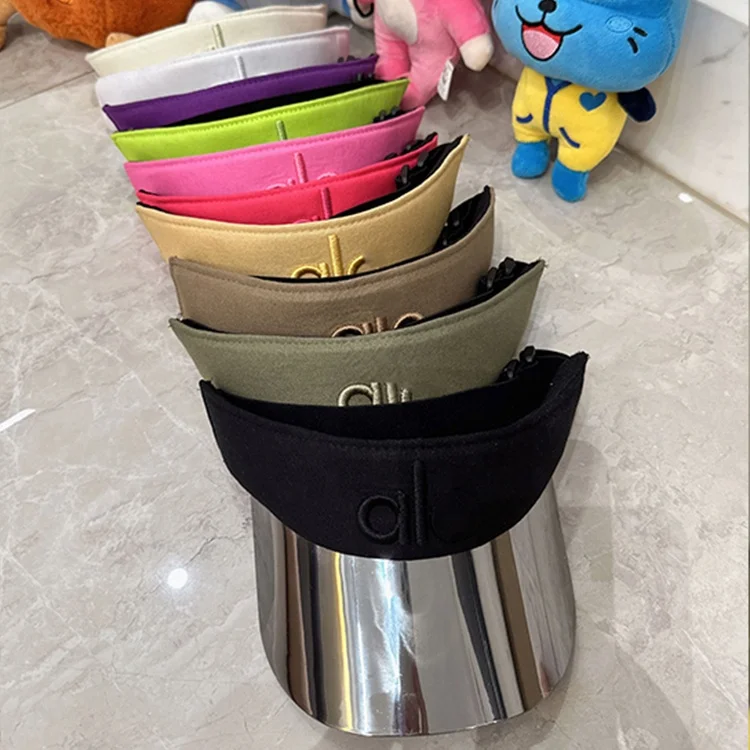 Hot Sale Summer Front Pvc Adjustable Different Color White Black Yellow Elastic Embroidery Al Visor Cap Sun Visor Hat