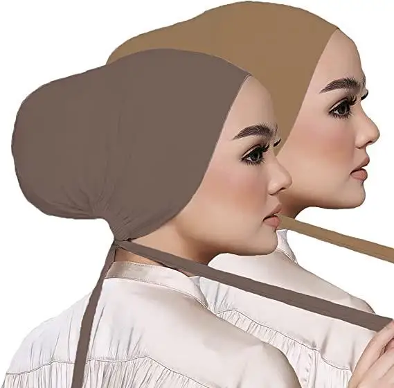 New year 2023 lot inner cap hijab bambus custom muslim jersey pom model premuin cotton creape polyste hijab with cap