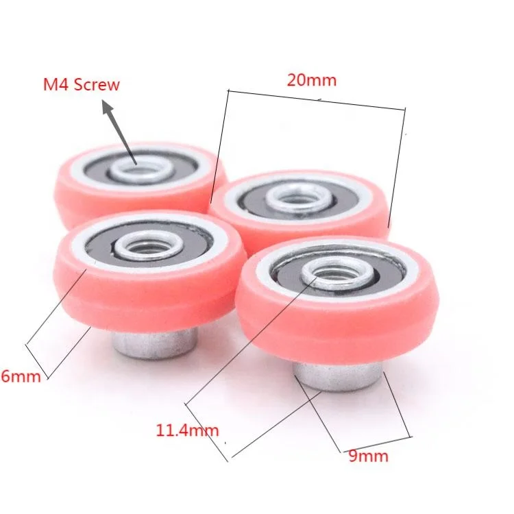 Anti-rusted plastic shower door pulley M4 screw PA6 nylon roller wheel sliding door for balcony roller OD 20mm
