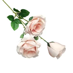 Wholesale Natural Looking Real Touch 3 Heads White Artificial Rose Bouquet Flower Wedding Bridal