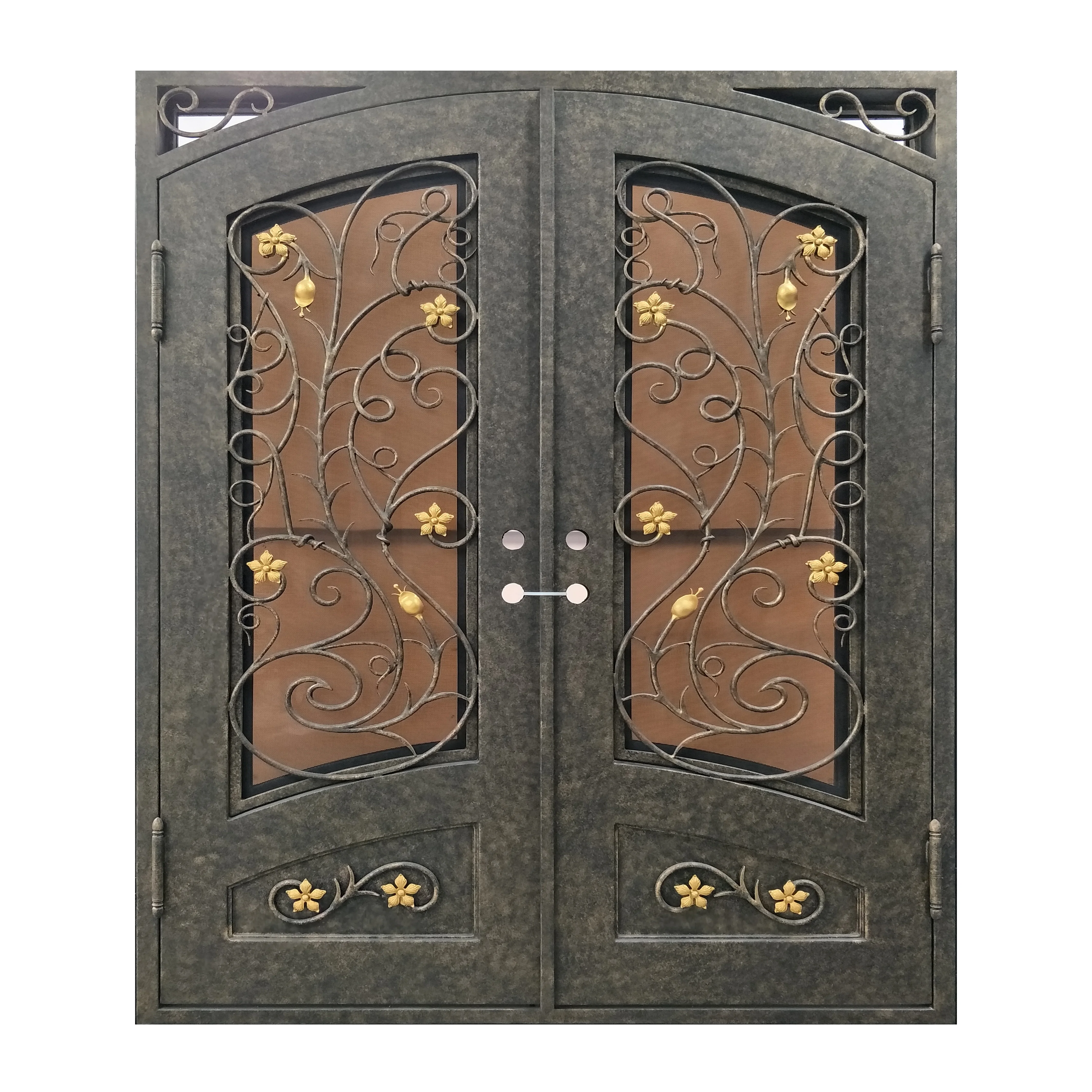 Modern Iron Entry Door Design Entrance Security Wrought Iron Door with Glass Bedroom Steel Swing Industrial Graphic Design XMOYA